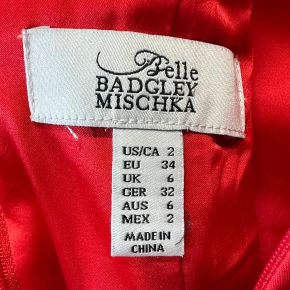 Belle Badgley Mischka Red Pencil Dress Old Money Semi-Formal Tailored, Size 2 - Picture 9 of 10